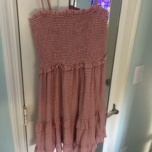 STATE Pink Gingham Smocked Dress